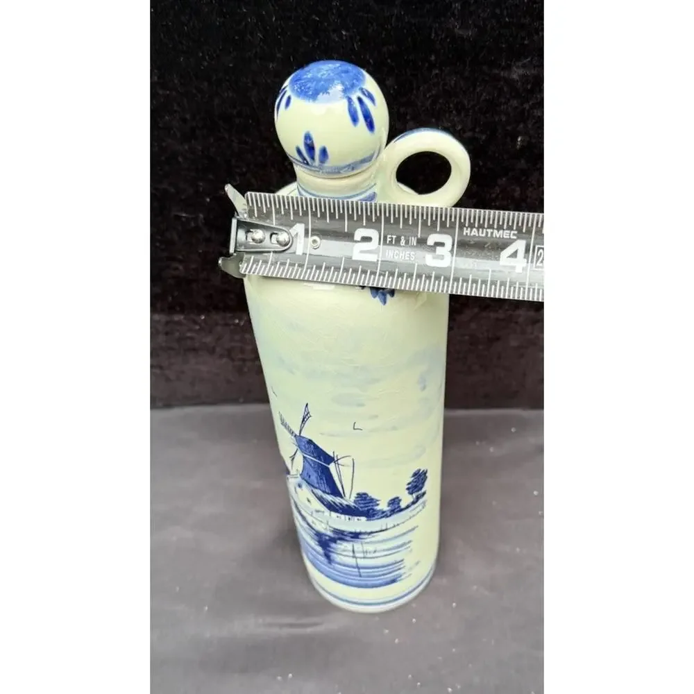 Blue Delft Holland BOLS Dutch Apricot Empty Brandy Liquor Decanter Bottle